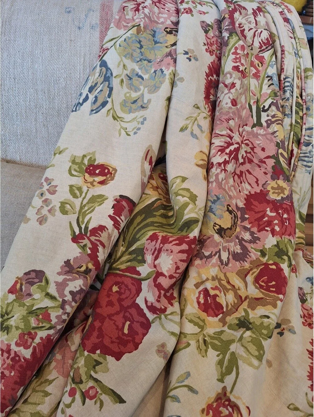 Pottery Barn RARE French Country Floral Duvet, KIng, Linen/cotton, 2 Shams.